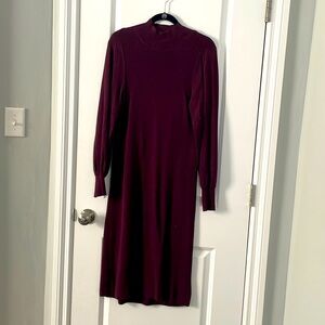 Mock neck midi sweater dress